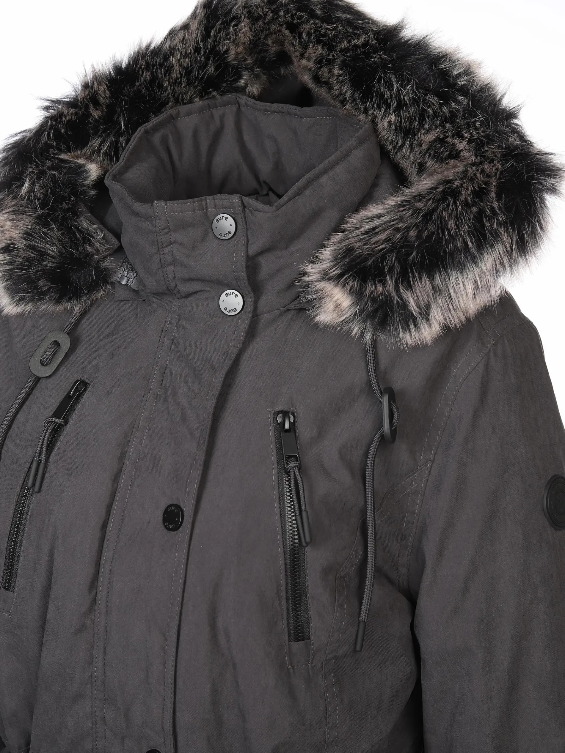 Damen Parka mit Kunstfellbesatz