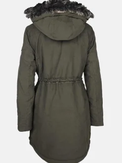 Damen Parka mit Kunstfellbesatz