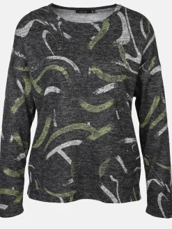 Damen Print Flauschshirt mit Strasssteinchen