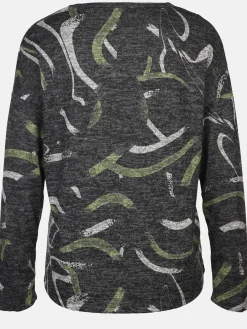 Damen Print Flauschshirt mit Strasssteinchen