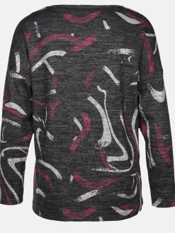 Damen Print Flauschshirt mit Strasssteinchen