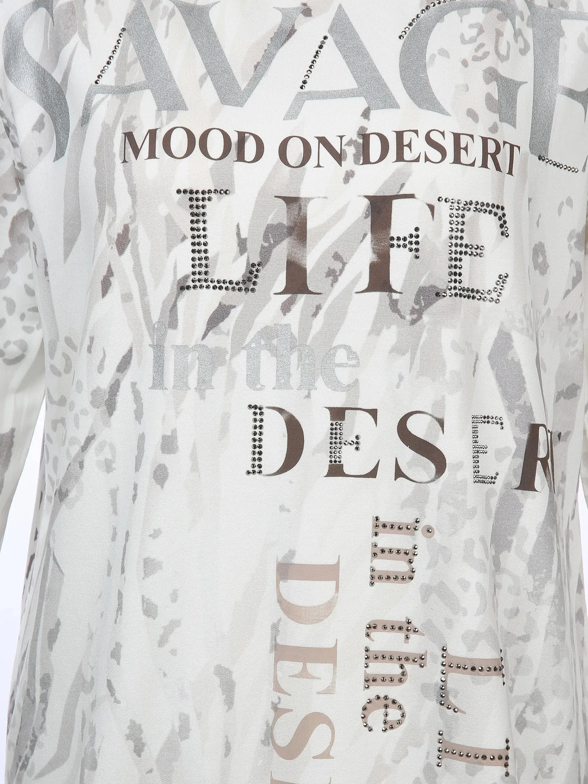 Damen Printshirt mit Glitzersteinchen