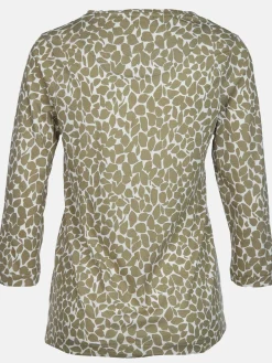 Damen Printshirt mit Serafino-Ausschnitt