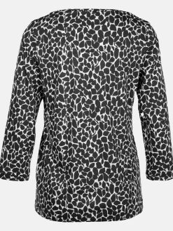 Damen Printshirt mit Serafino-Ausschnitt