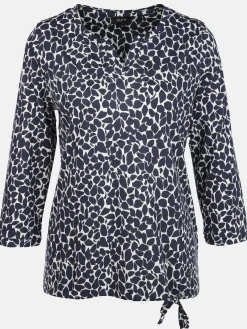 Damen Printshirt mit Serafino-Ausschnitt