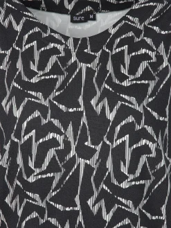 Damen Shirt mit Alloverprint und Gummibund