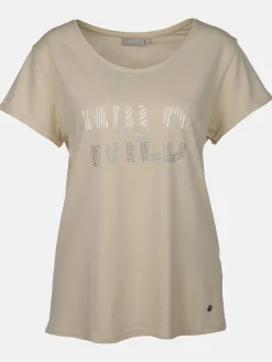 Damen Shirt mit Glitzerprint und Strasssteinchen