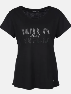 Damen Shirt mit Glitzerprint und Strasssteinchen