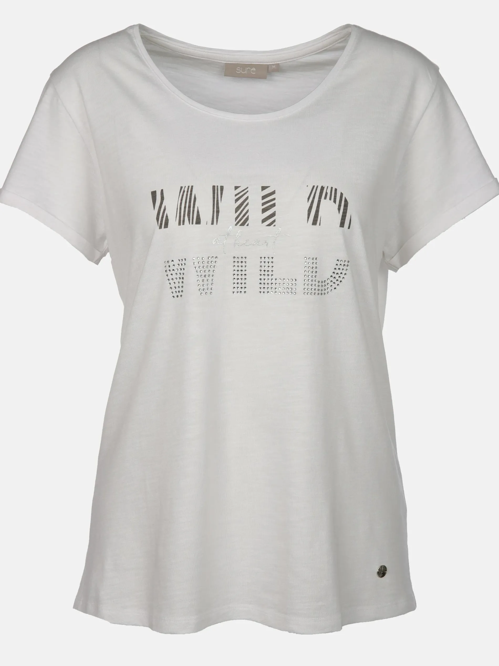 Damen Shirt mit Glitzerprint und Strasssteinchen