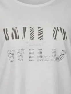 Damen Shirt mit Glitzerprint und Strasssteinchen