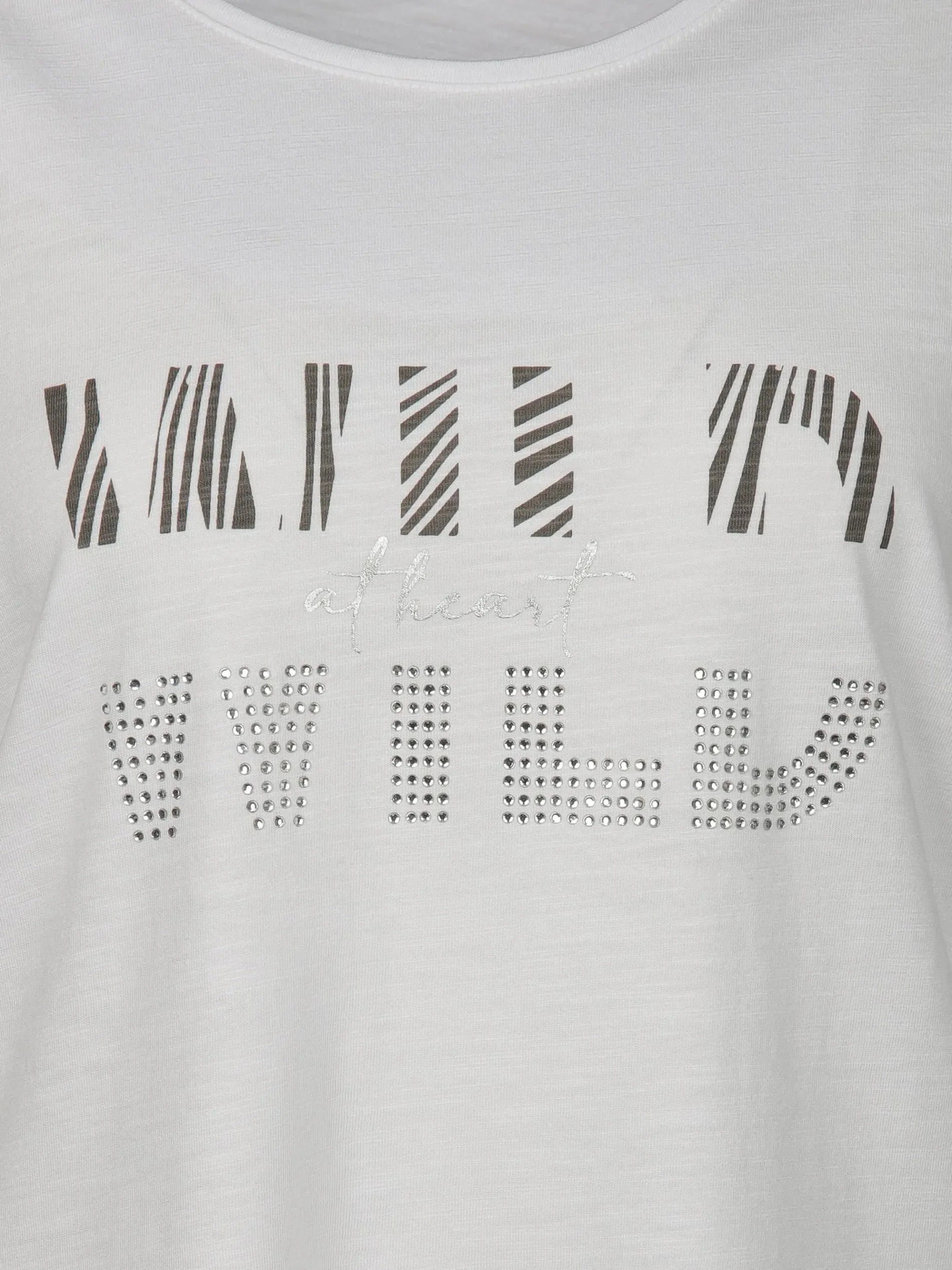 Damen Shirt mit Glitzerprint und Strasssteinchen