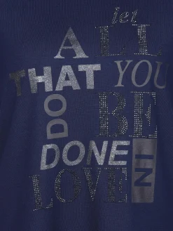 Damen Shirt mit Glitzersteinchen und Print