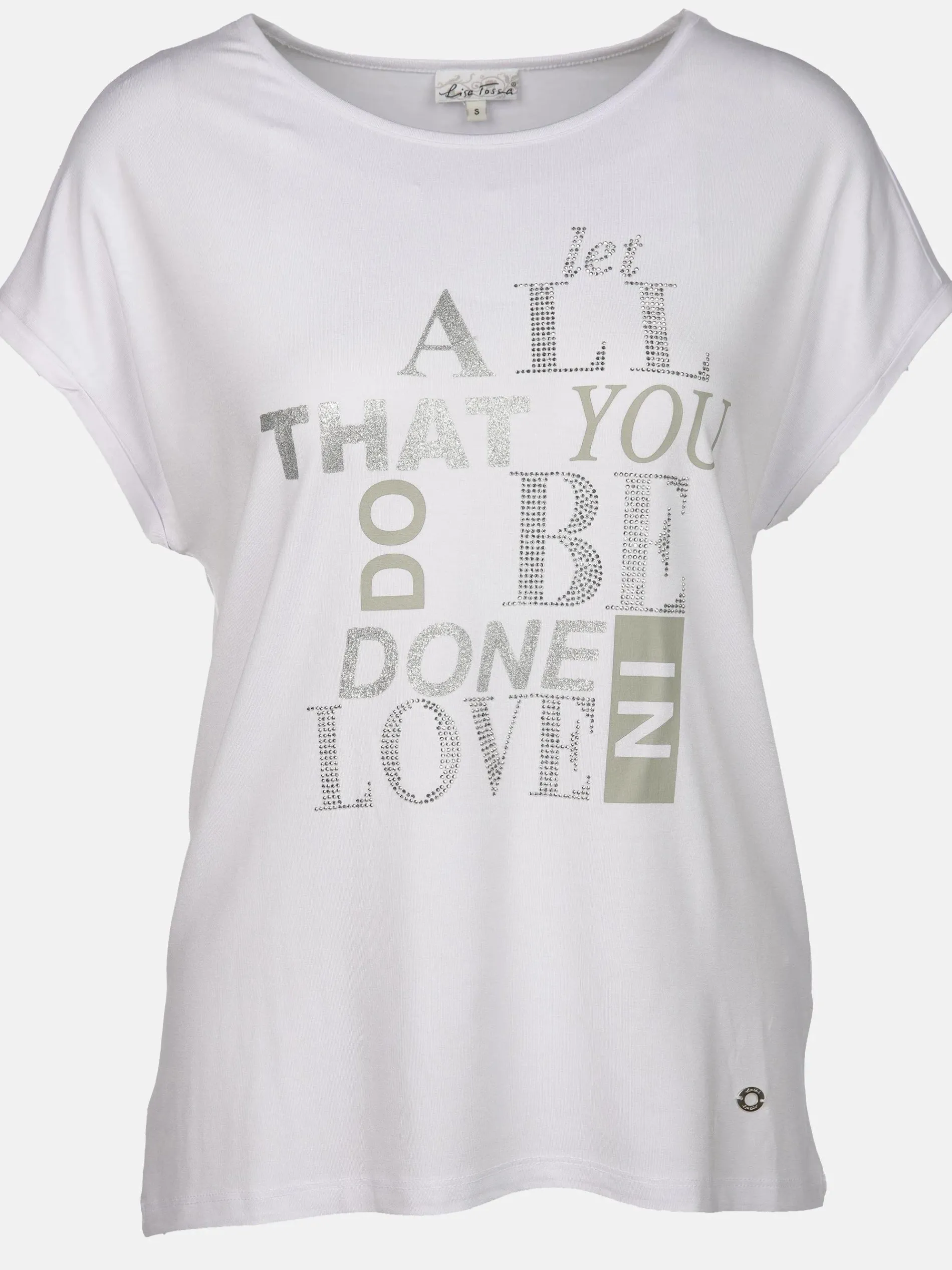 Damen Shirt mit Glitzersteinchen und Print