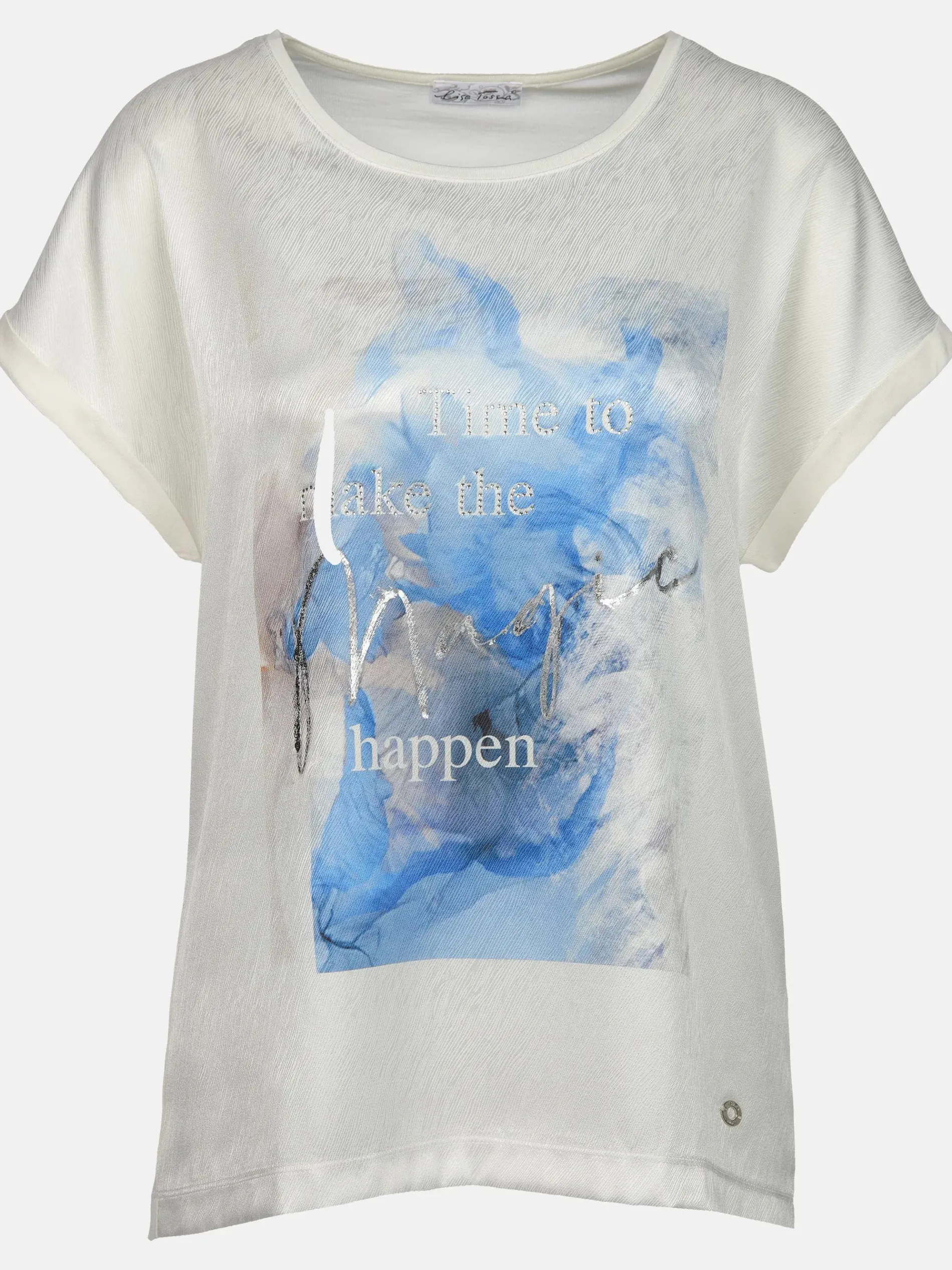 Damen Shirt mit Motivprint und Strassbesatz