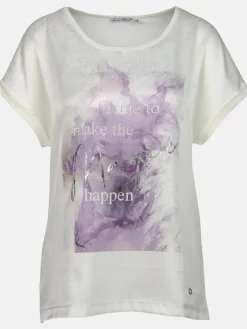 Damen Shirt mit Motivprint und Strassbesatz