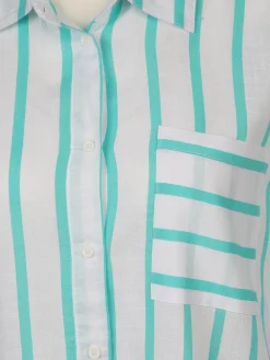 Damen Streifenbluse mit Brusttasche