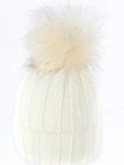 Damen Strickmütze mit Bommel