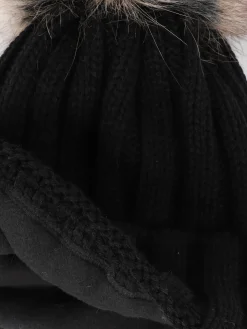 Damen Strickmütze mit Bommel