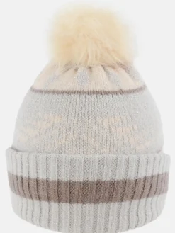 Damen Strickmütze mit Bommel und Glitzerfäden