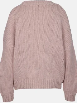 Damen Strickpullover mit aufgesetzten Blumen