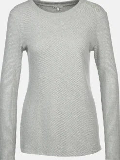 Damen Strickshirt mit Knöpfen auf der Schulter