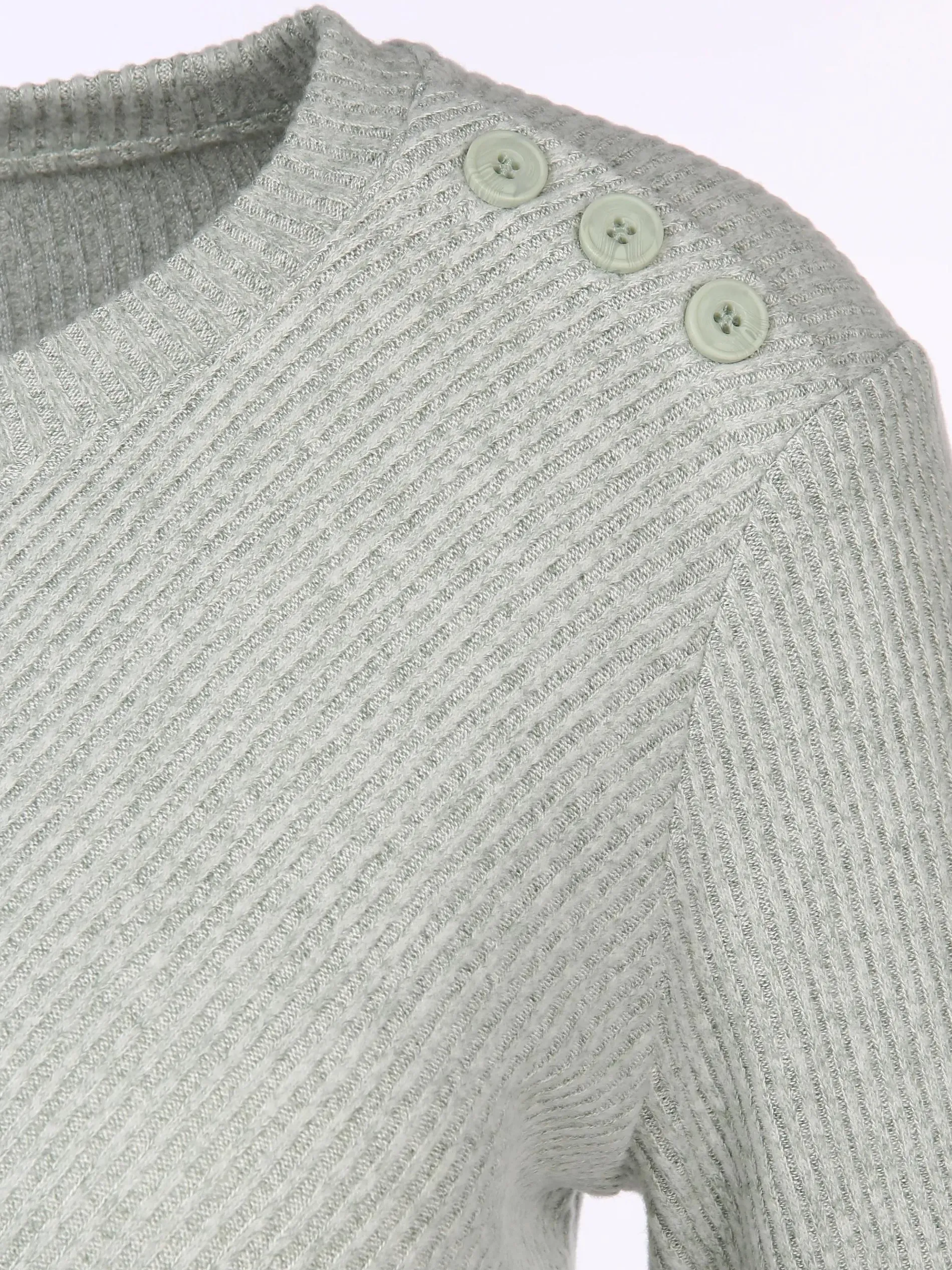 Damen Strickshirt mit Knöpfen auf der Schulter