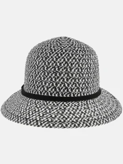Damen Strohhut in schwarz-weiß