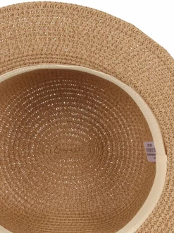 Damen Strohhut mit bedrucktem Band