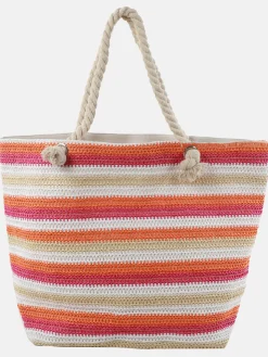 Damen Strohtasche mit Streifen