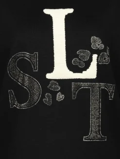 Damen Sweatshirt mit Strassbesatz