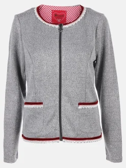 Damen Trachten Cardigan mit Spitzenbordüre