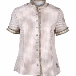 Damen Trachtenbluse in Vichykaro mit Zierborte