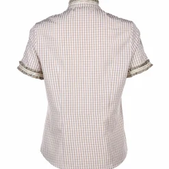 Damen Trachtenbluse in Vichykaro mit Zierborte