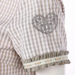 Damen Trachtenbluse in Vichykaro mit Zierborte