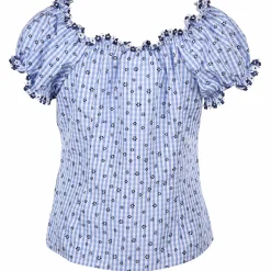 Damen Trachtenbluse mit Vichy Karo und Allover Print