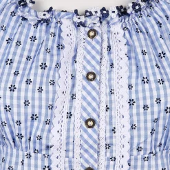 Damen Trachtenbluse mit Vichy Karo und Allover Print
