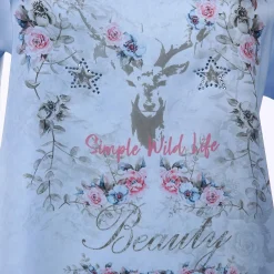 Damen Trachtenshirt im Materialmix mit Frontprint