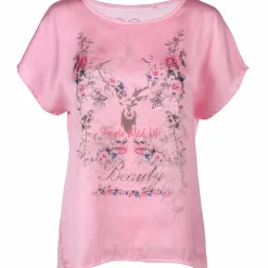 Damen Trachtenshirt im Materialmix mit Frontprint