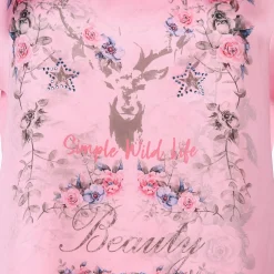 Damen Trachtenshirt im Materialmix mit Frontprint