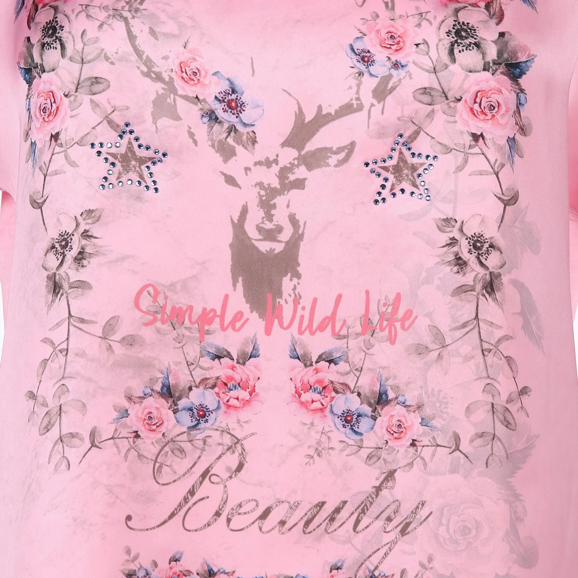 Damen Trachtenshirt im Materialmix mit Frontprint