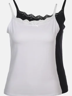 Damen Unterhemd mit Spitze im 2er Pack