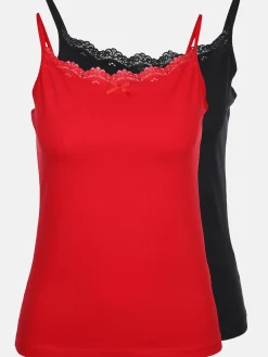 Damen Unterhemd mit Spitze im 2er Pack