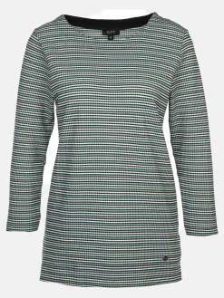 Damen Wabenstrukturshirt mit Streifen