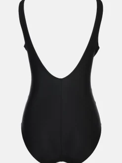 Große Größen Badeanzug mit farbigen Paspelstreifen