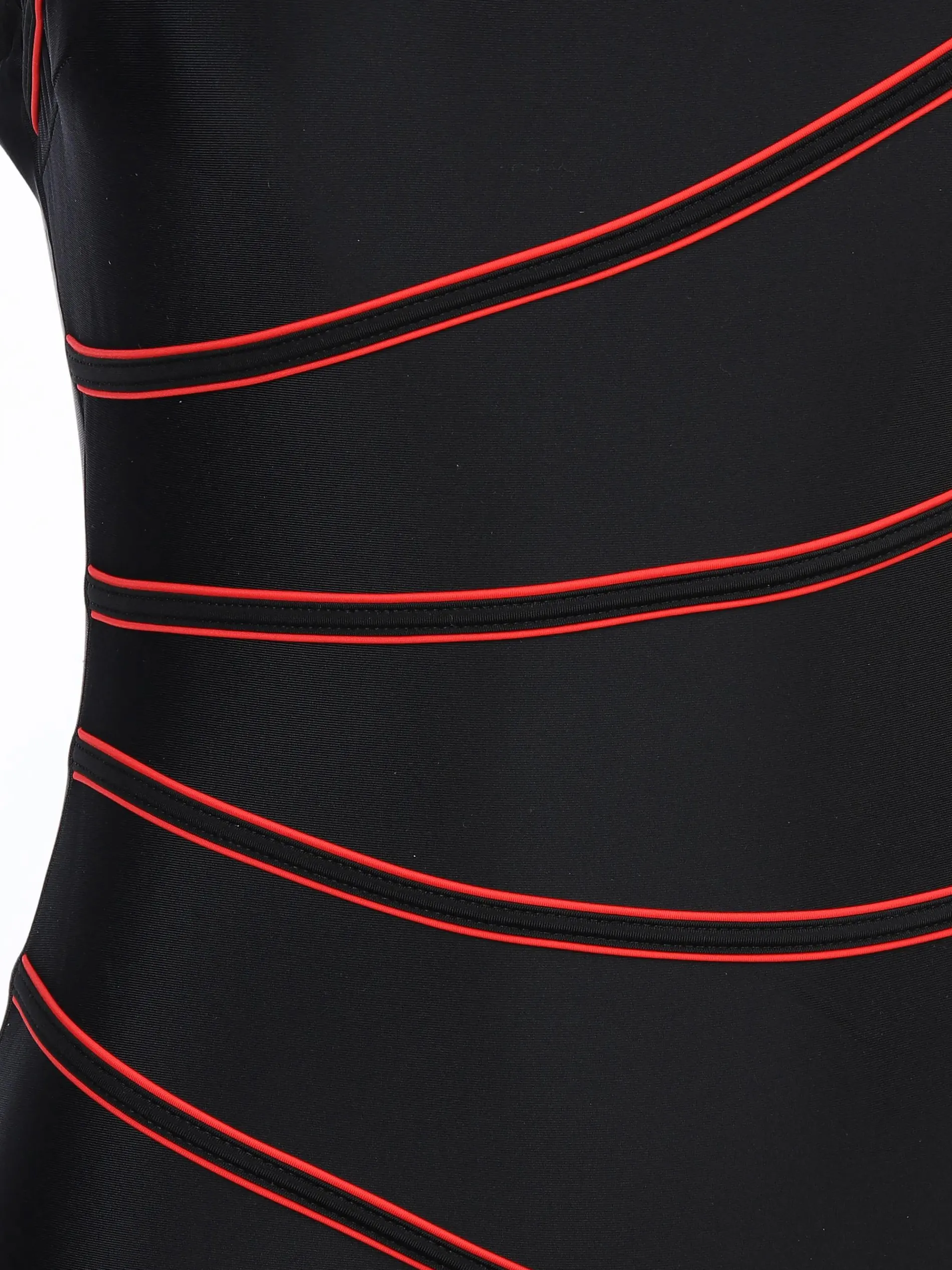 Große Größen Badeanzug mit farbigen Paspelstreifen