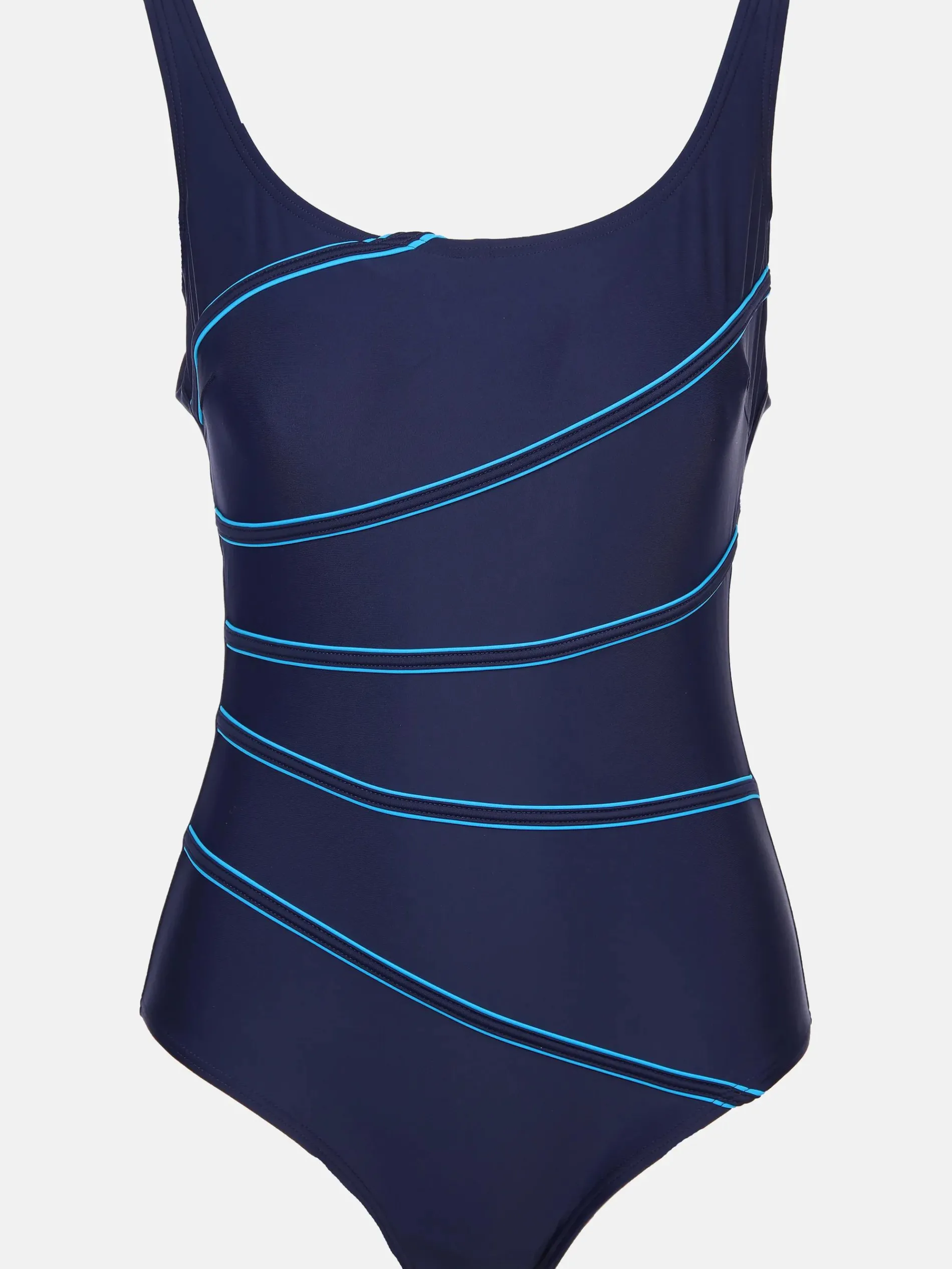 Große Größen Badeanzug mit farbigen Paspelstreifen