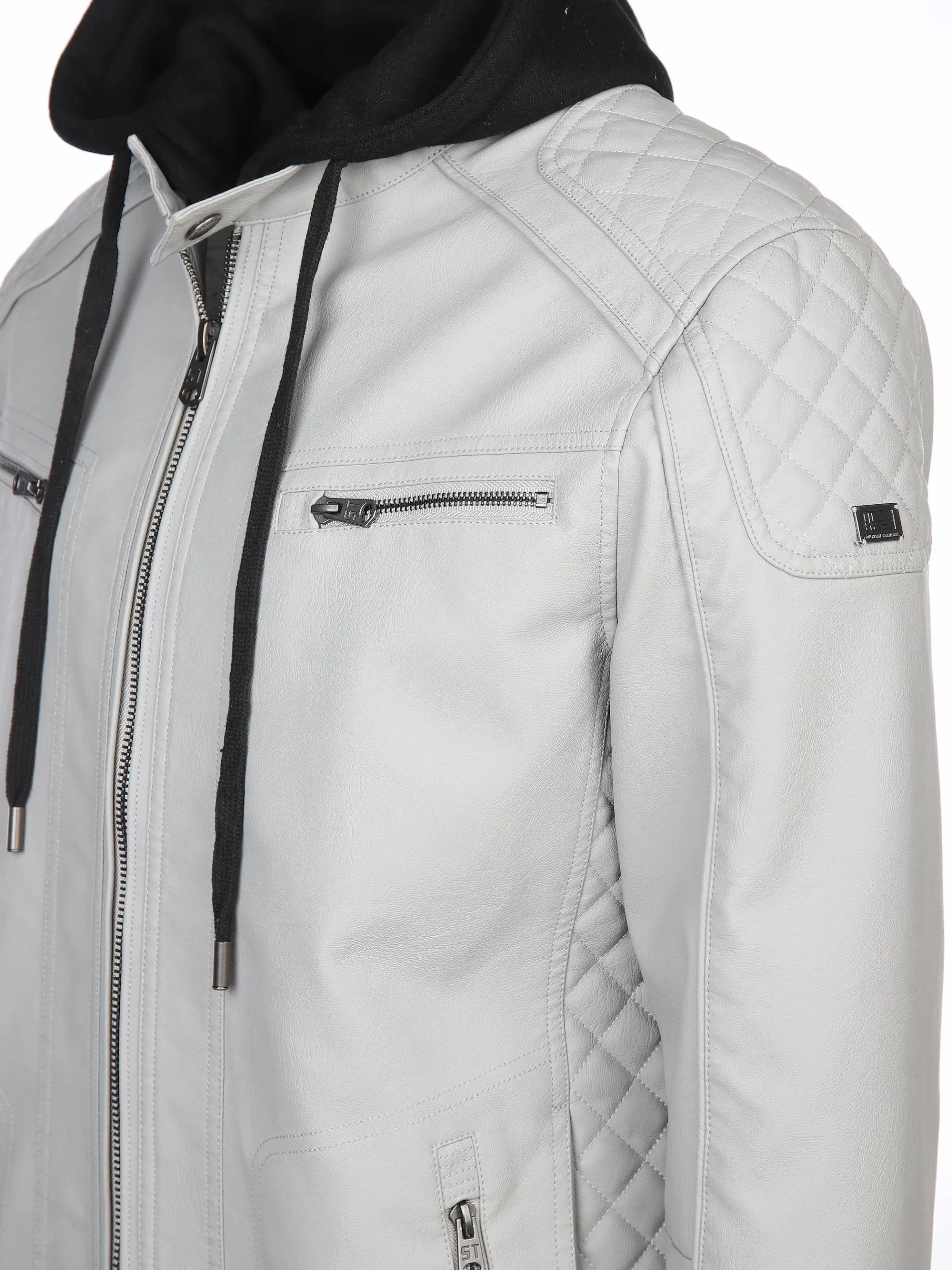 Herren Bikerjacke mit abnehmbarer Kapuze