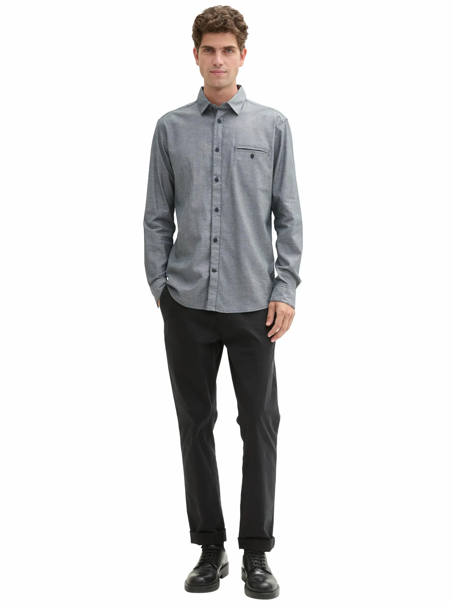 Herren Freizeithemd in ganz feiner Pünktchenstruktur