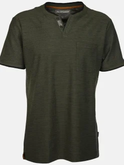 Herren Henleyshirt in melierter Streifenoptik