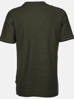 Herren Henleyshirt in melierter Streifenoptik